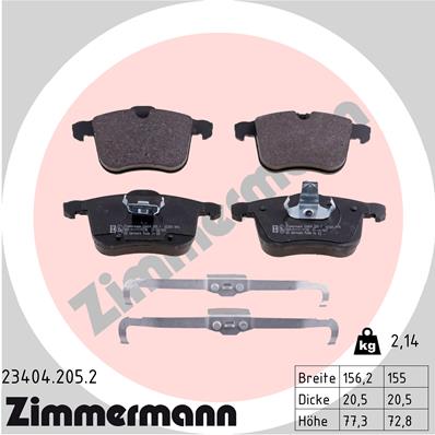 Brake Pad Set, disc brake - 23404.205.2 ZIMMERMANN