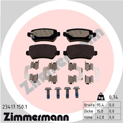 Brake Pad Set, disc brake - 23417.150.1 ZIMMERMANN