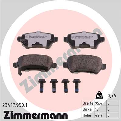 Brake Pad Set, disc brake - 23417.950.1 ZIMMERMANN