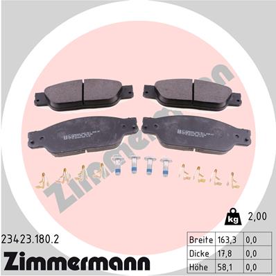 Brake Pad Set, disc brake - 23423.180.2 ZIMMERMANN