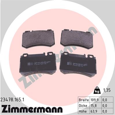 Brake Pad Set, disc brake - 23478.165.1 ZIMMERMANN