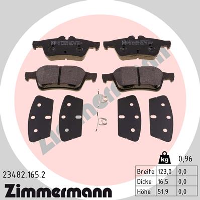 Brake Pad Set, disc brake - 23482.165.2 ZIMMERMANN