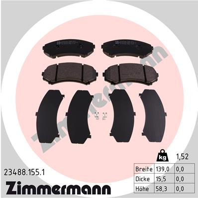 Kit pastiglie freno, Freno a disco - 23488.155.1 ZIMMERMANN