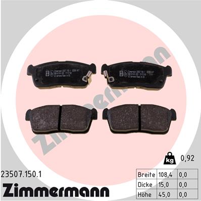 Kit pastiglie freno, Freno a disco - 23507.150.1 ZIMMERMANN