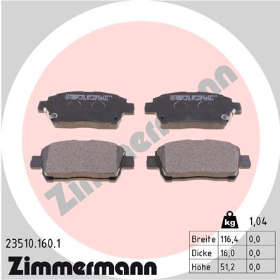 Brake Pad Set, disc brake - 23510.160.1 ZIMMERMANN