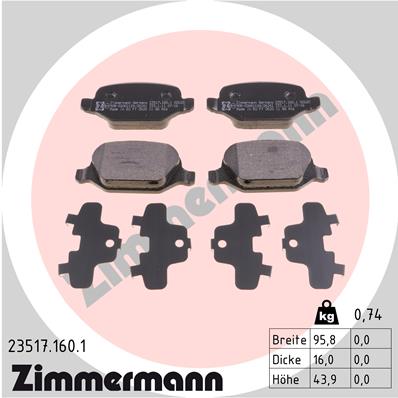 Brake Pad Set, disc brake - 23517.160.1 ZIMMERMANN