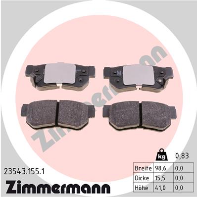 Brake Pad Set, disc brake - 23543.155.1 ZIMMERMANN