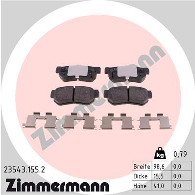 Brake Pad Set, disc brake - 23543.155.2 ZIMMERMANN