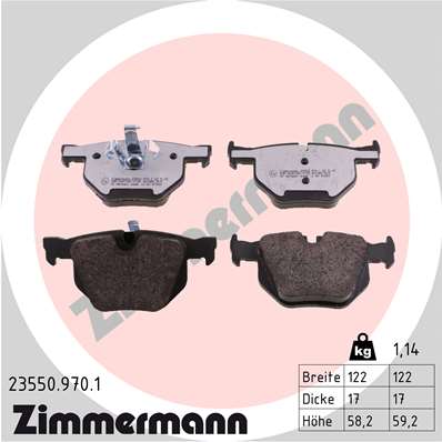 stabdžių trinkelių rinkinys, diskinis stabdys - 23550.970.1 ZIMMERMANN