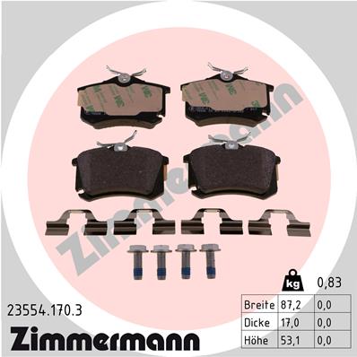Brake Pad Set, disc brake - 23554.170.3 ZIMMERMANN