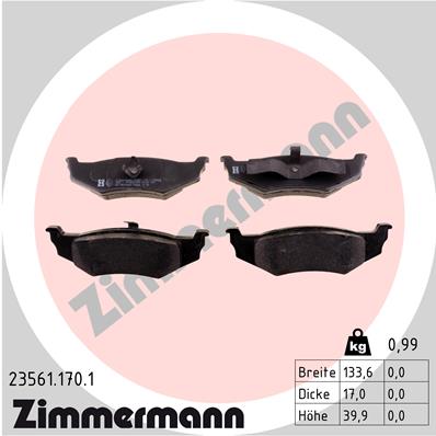 Kit pastiglie freno, Freno a disco - 23561.170.1 ZIMMERMANN