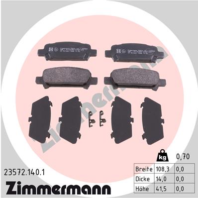 Brake Pad Set, disc brake - 23572.140.1 ZIMMERMANN