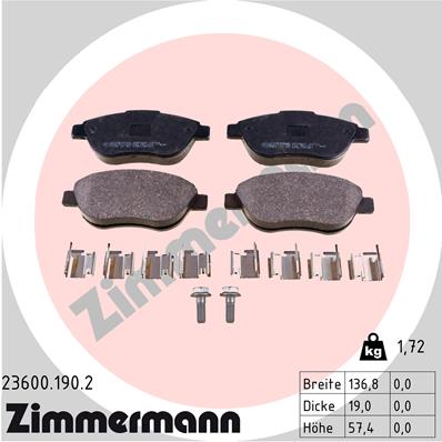 Brake Pad Set, disc brake - 23600.190.2 ZIMMERMANN