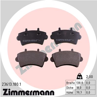 Kit pastiglie freno, Freno a disco - 23613.180.1 ZIMMERMANN