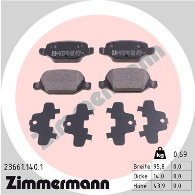 Brake Pad Set, disc brake - 23661.140.1 ZIMMERMANN