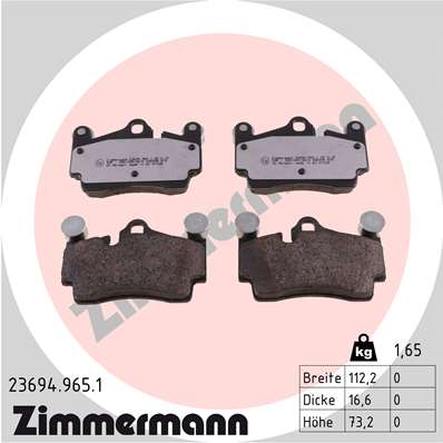 Brake Pad Set, disc brake - 23694.965.1 ZIMMERMANN