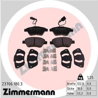 Kit pastiglie freno, Freno a disco - 23706.180.3 ZIMMERMANN