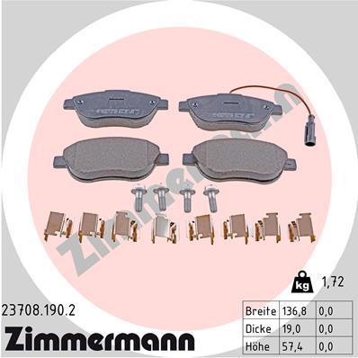 Kit pastiglie freno, Freno a disco - 23708.190.2 ZIMMERMANN