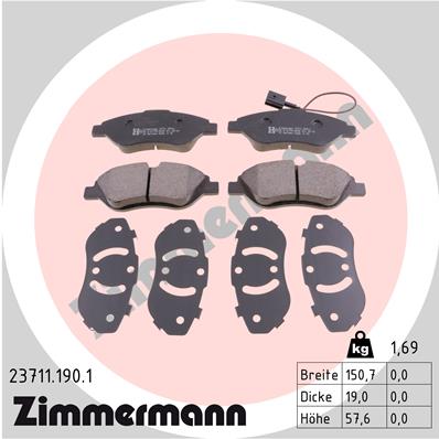 Brake Pad Set, disc brake - 23711.190.1 ZIMMERMANN