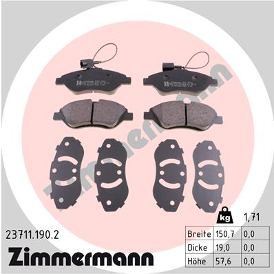 Kit pastiglie freno, Freno a disco - 23711.190.2 ZIMMERMANN