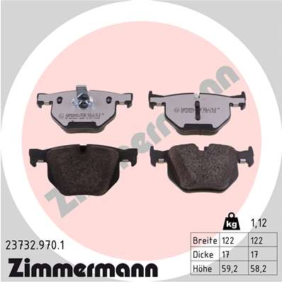 stabdžių trinkelių rinkinys, diskinis stabdys - 23732.970.1 ZIMMERMANN