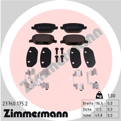 Kit pastiglie freno, Freno a disco - 23760.175.2 ZIMMERMANN