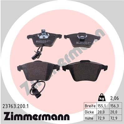 Brake Pad Set, disc brake - 23763.200.1 ZIMMERMANN