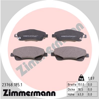 Kit pastiglie freno, Freno a disco - 23768.185.1 ZIMMERMANN