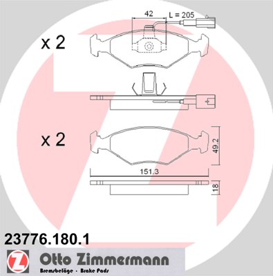 Kit pastiglie freno, Freno a disco - 23776.180.1 ZIMMERMANN