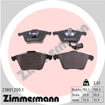 Brake Pad Set, disc brake - 23801.200.1 ZIMMERMANN