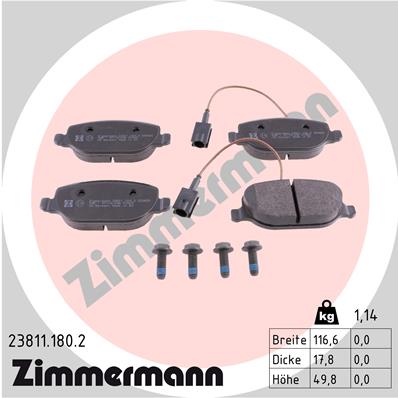 Brake Pad Set, disc brake - 23811.180.2 ZIMMERMANN