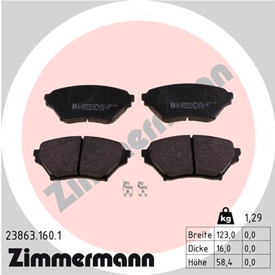 stabdžių trinkelių rinkinys, diskinis stabdys - 23863.160.1 ZIMMERMANN