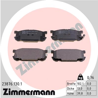 Brake Pad Set, disc brake - 23876.130.1 ZIMMERMANN