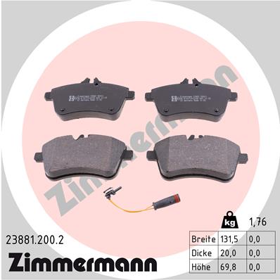 Kit pastiglie freno, Freno a disco - 23881.200.2 ZIMMERMANN