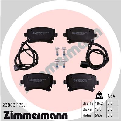 Brake Pad Set, disc brake - 23883.175.1 ZIMMERMANN
