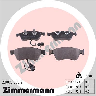 Brake Pad Set, disc brake - 23885.205.2 ZIMMERMANN