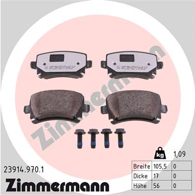 stabdžių trinkelių rinkinys, diskinis stabdys - 23914.970.1 ZIMMERMANN