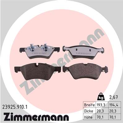 Kit pastiglie freno, Freno a disco - 23925.910.1 ZIMMERMANN