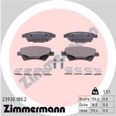 Bremsbelagsatz, Scheibenbremse - 23930.180.2 ZIMMERMANN