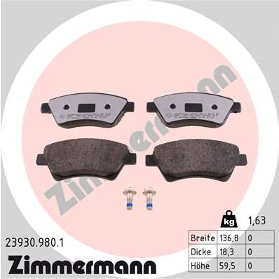 Brake Pad Set, disc brake - 23930.980.1 ZIMMERMANN