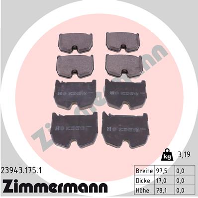 Brake Pad Set, disc brake - 23943.175.1 ZIMMERMANN