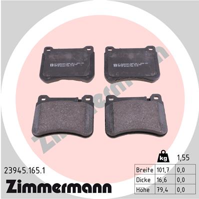 stabdžių trinkelių rinkinys, diskinis stabdys - 23945.165.1 ZIMMERMANN