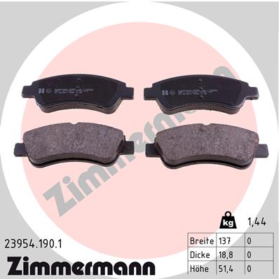 Brake Pad Set, disc brake - 23954.190.1 ZIMMERMANN