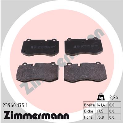 stabdžių trinkelių rinkinys, diskinis stabdys - 23960.175.1 ZIMMERMANN