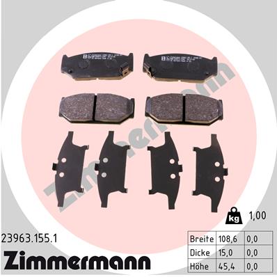 Brake Pad Set, disc brake - 23963.155.1 ZIMMERMANN