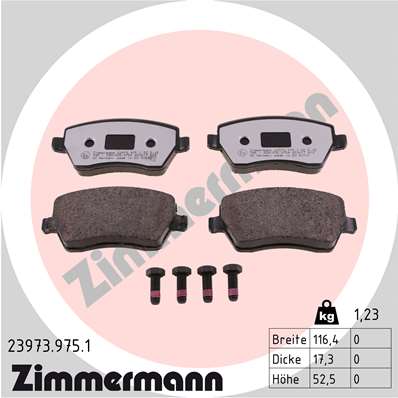 stabdžių trinkelių rinkinys, diskinis stabdys - 23973.975.1 ZIMMERMANN