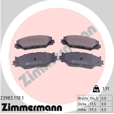 Kit pastiglie freno, Freno a disco - 23983.178.1 ZIMMERMANN