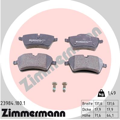 Kit pastiglie freno, Freno a disco - 23984.180.1 ZIMMERMANN