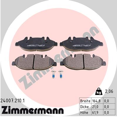 Brake Pad Set, disc brake - 24007.210.1 ZIMMERMANN