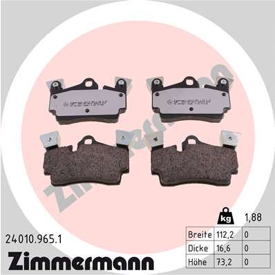 Brake Pad Set, disc brake - 24010.965.1 ZIMMERMANN